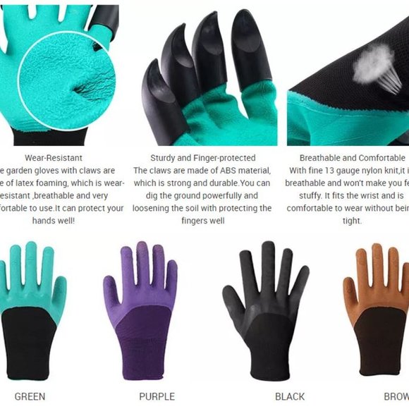 Garden Gloves with Claws Smooth Yard Work - Picture 6 of 13